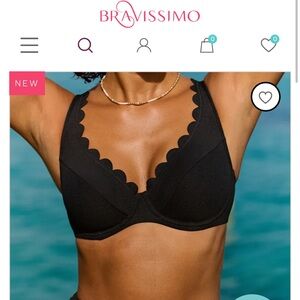 Black Scalloped Bikini Top